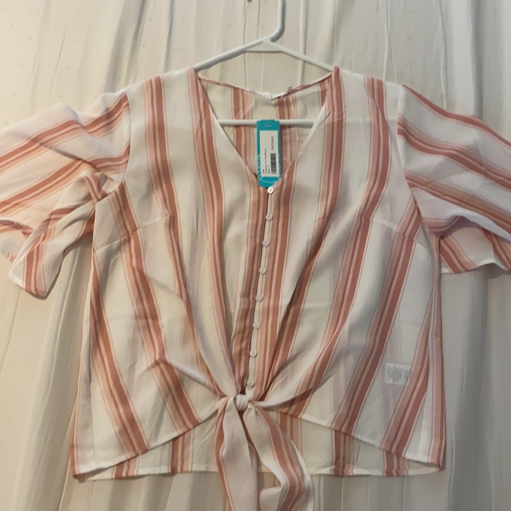 Pink Tie Front Blouse